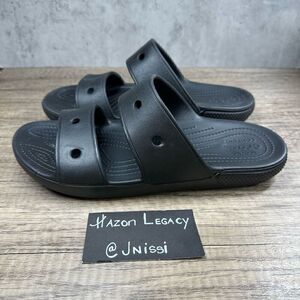Crocs~Women’s~Black Two Strap Slides Open Toe Casual Comfort~Size 11